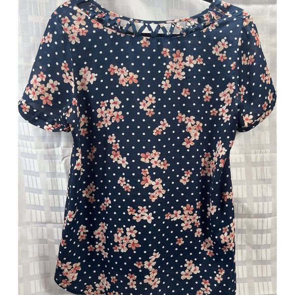 Counterparts Women Top Size M Color Blue Floral Zipper - Picture 8 of 12